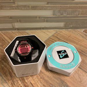 Baby G Shock Watch- Black Band & Hot Pink Face
